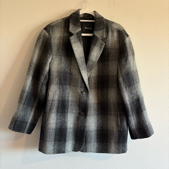 Madewell Dorset Blazer Coat 100% Wool Buffalo Check Women's Medium Oversized - Picture 4 of 9